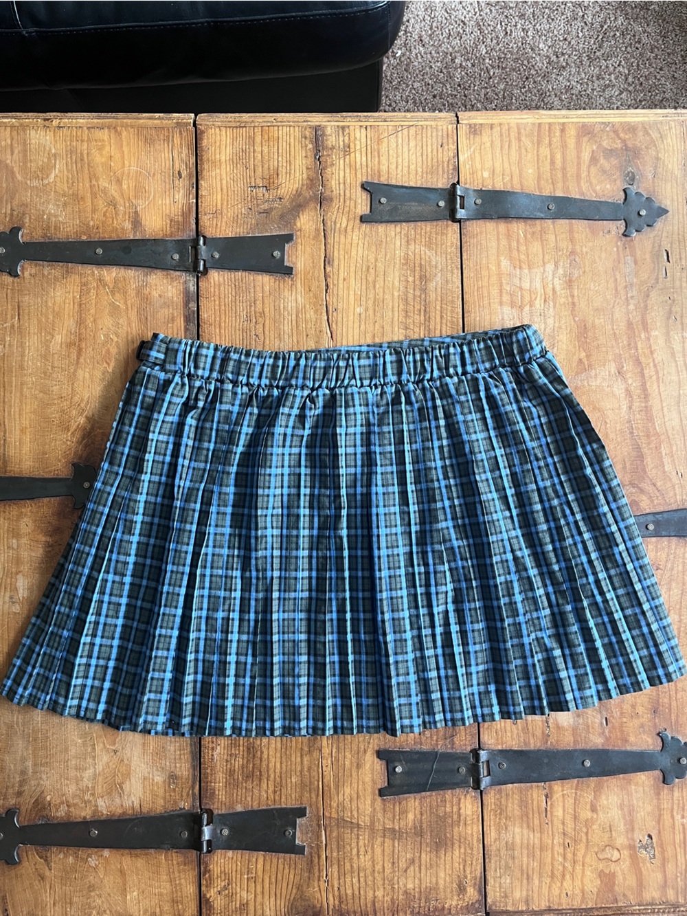 wild fable Blue and Green Plaid Pleated Mini Skirt - Picture 3 of 4